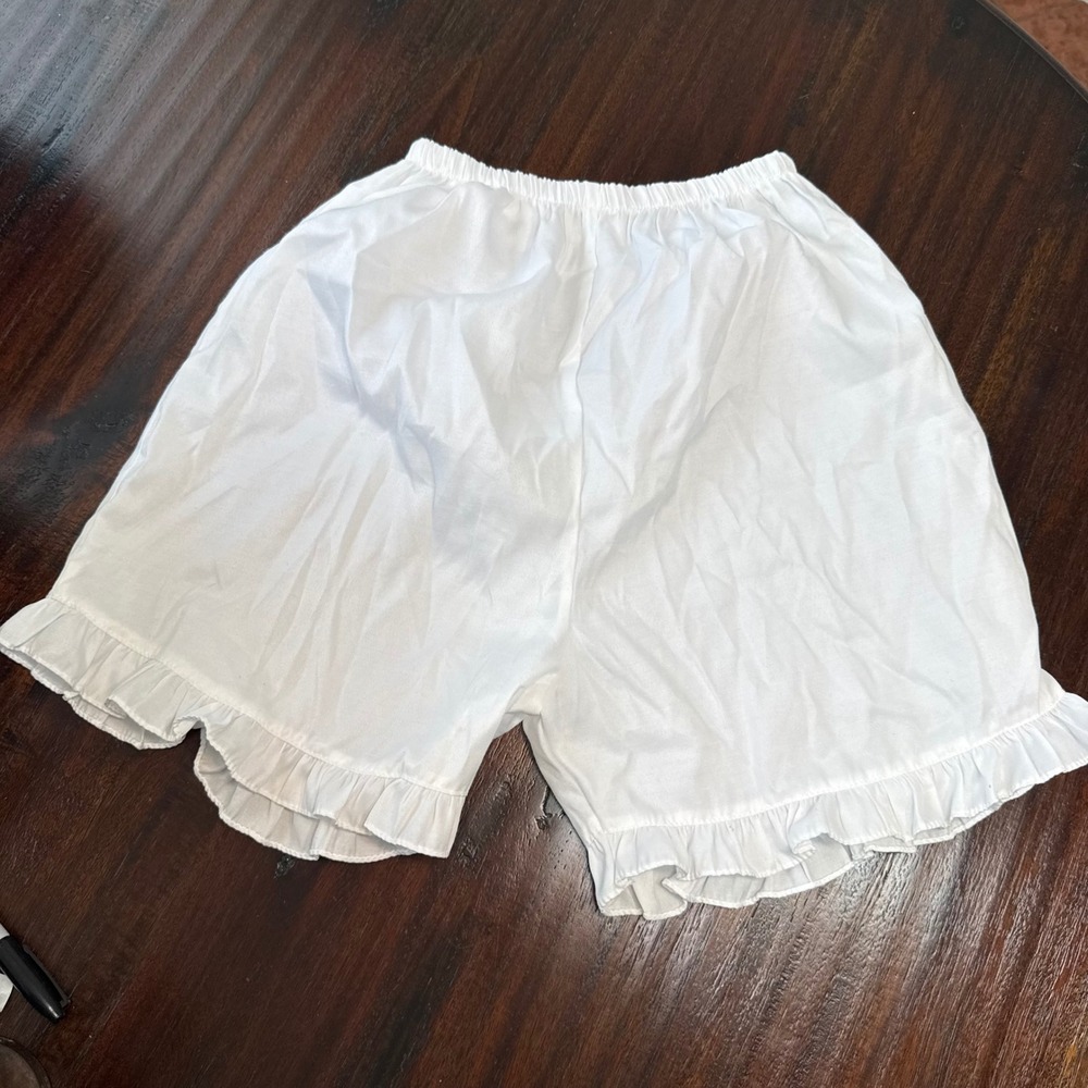 Vintage Prairie Cottage Ruffle Hem Bloomers Shorts Women Medium White